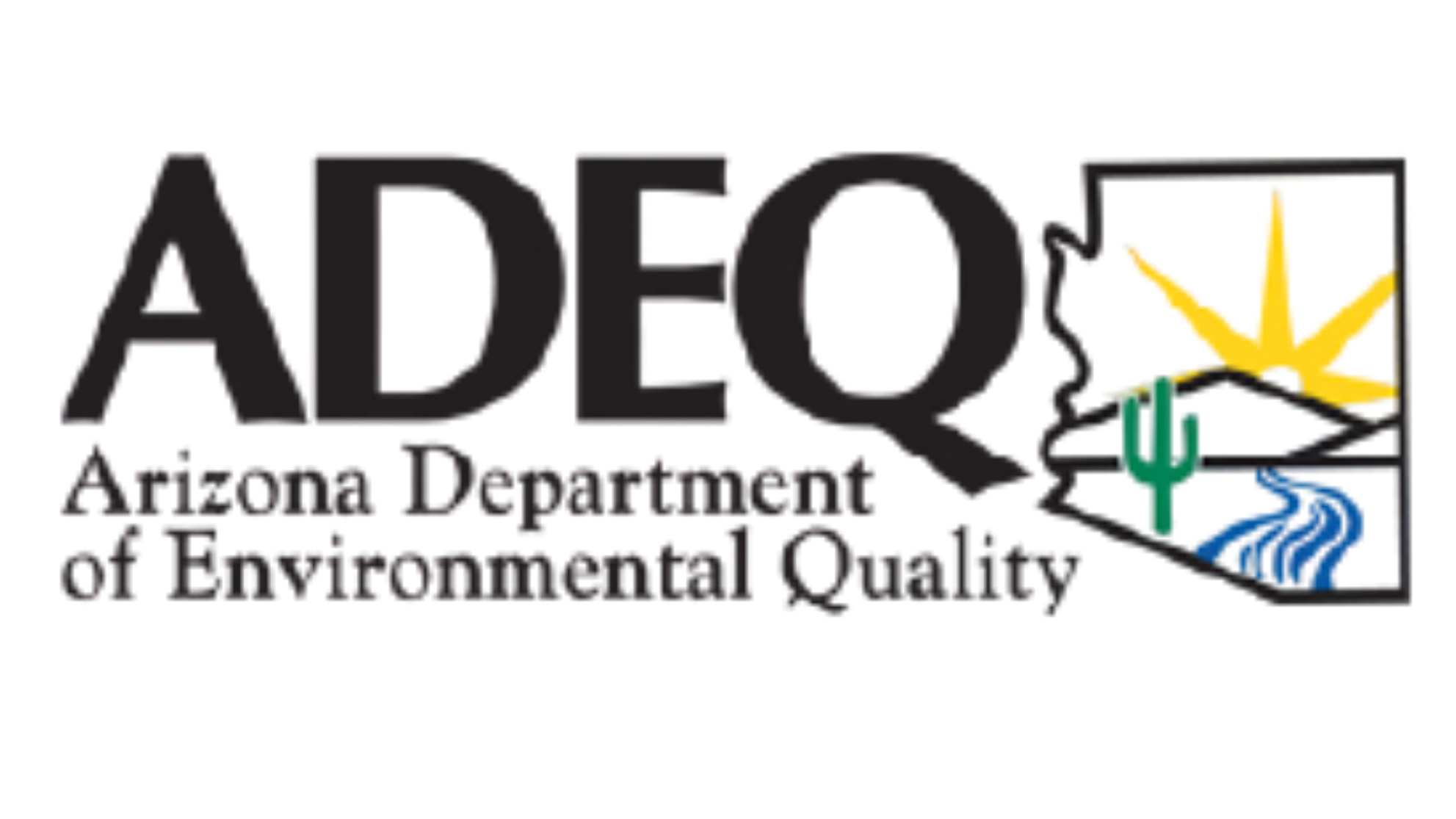 Arizona Department of Environmental Quality logo with a stylized yellow, green, and blue leaf and water drop.