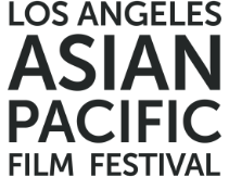Los Angeles Asian Pacific Film Festival logo with black text on a dark background