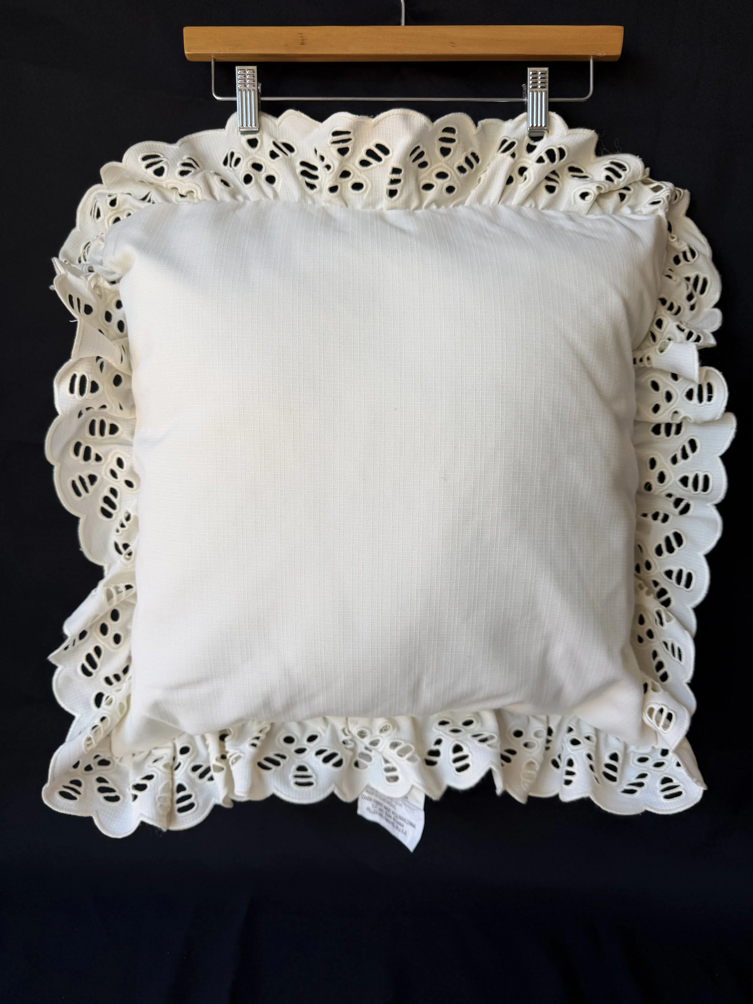 26"x26" Eyelet Ruffle Outdoor Patio Throw Pillow Ivory - Threshold designed with Studio McGee