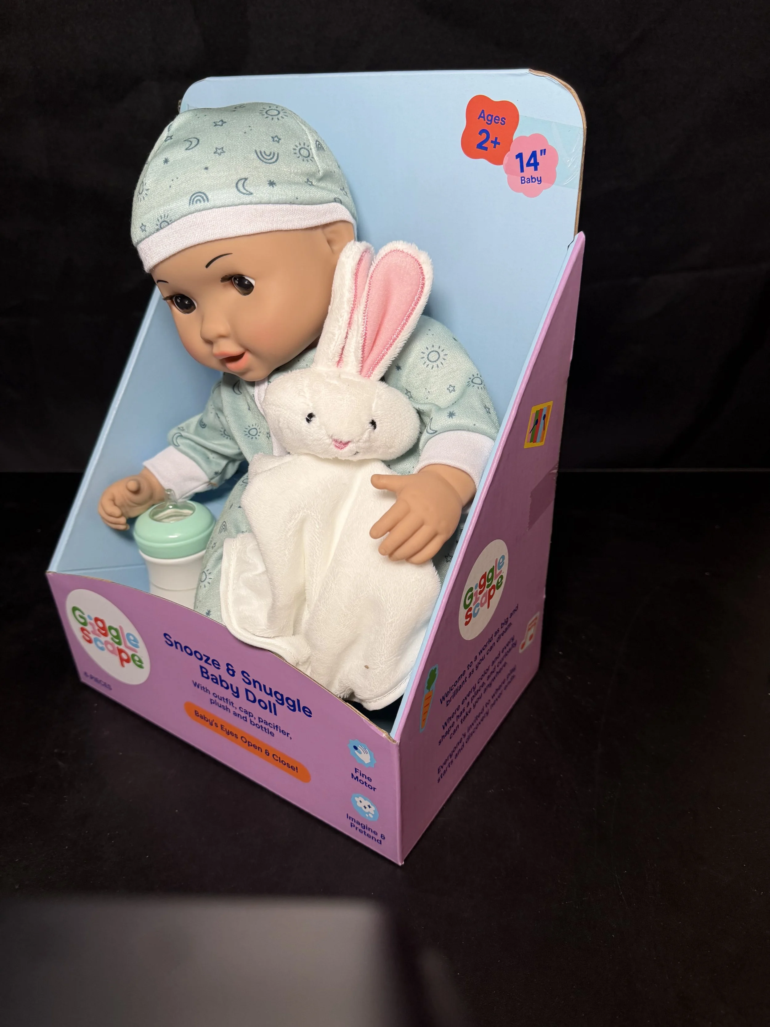 Gigglescape 14" Snooze & Snuggle Baby Doll with Bunny Plush - 6 Pieces - New in Box