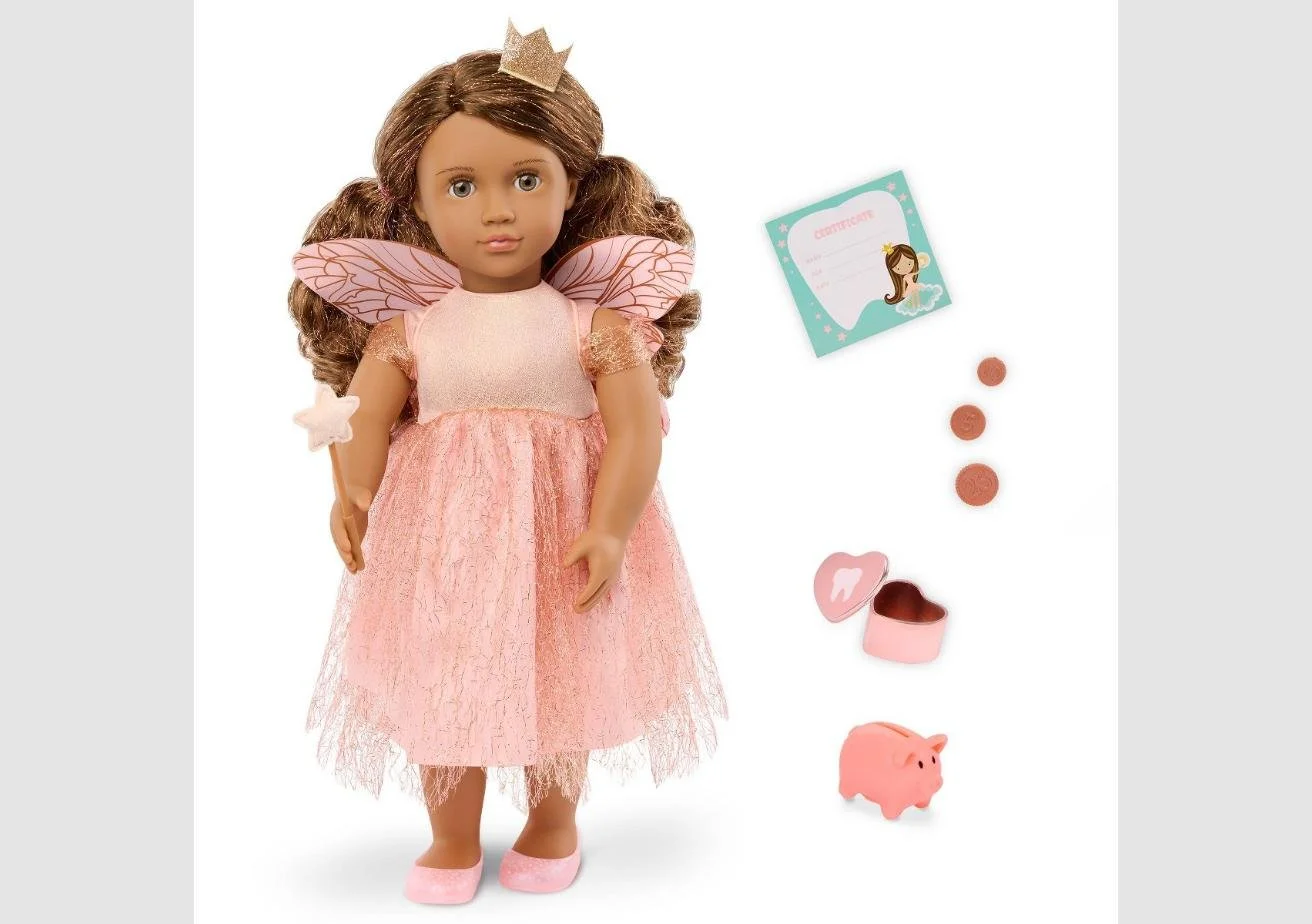 Our Generation Breena 18" Tooth Fairy Doll & Accessories Set: Brown Wavy Hair, Fantasy Theme, Plastic & Polyester