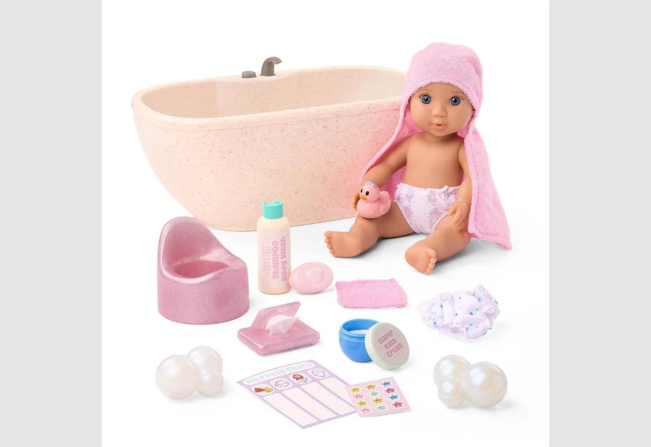 Our Generation Baby Doll Lacy & Bathtime Set Bathtub with Real Water Sounds, Potty & Accessories