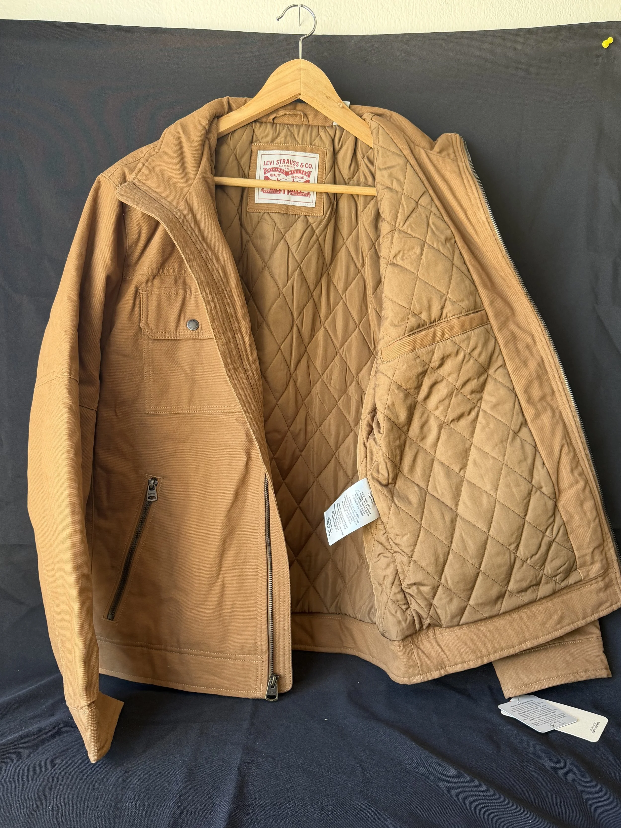 Levi's Cotton Twill Jacket with Quilted Lining - Tan - New with Tags