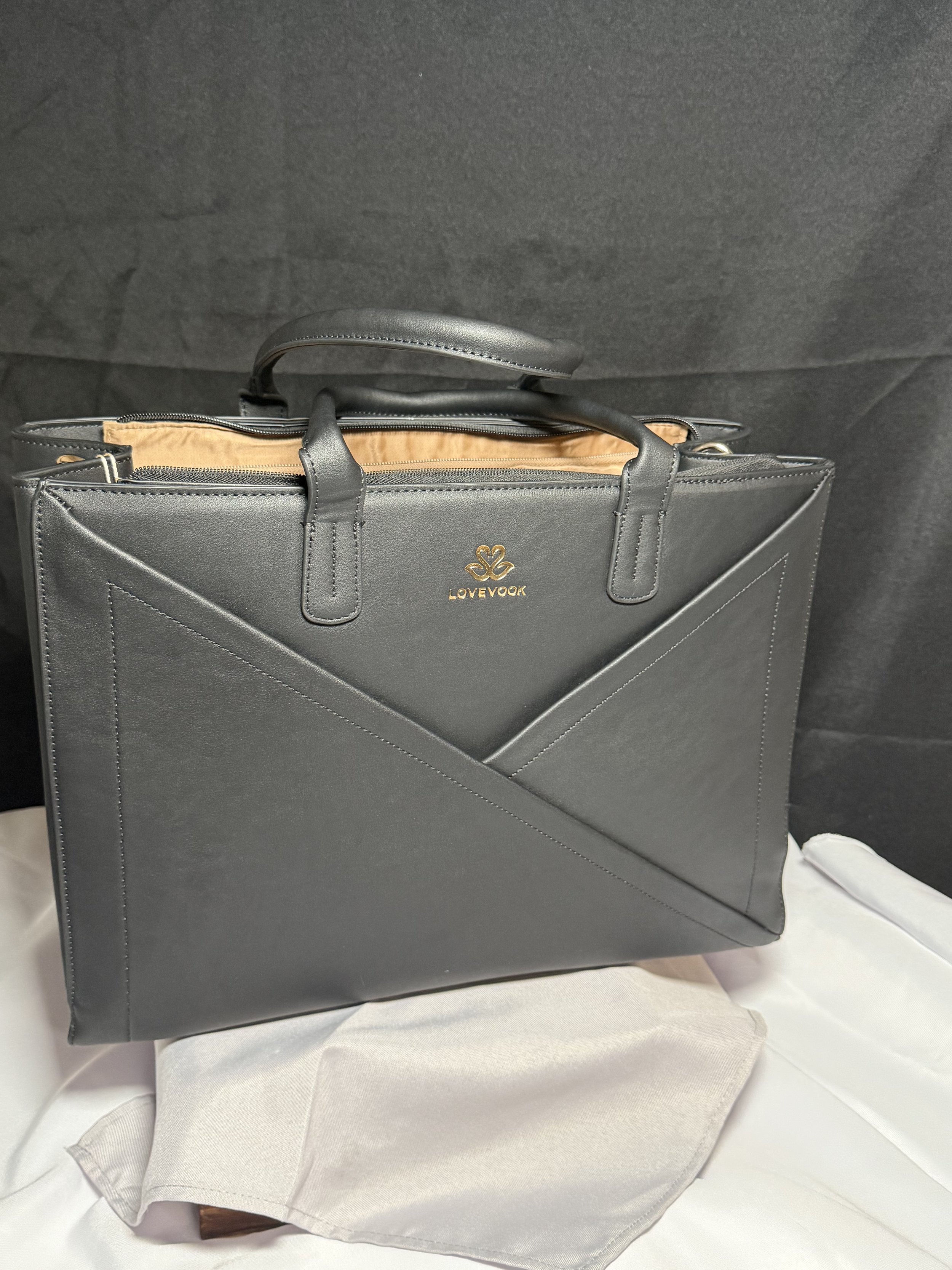 LOVEVOOK Black Structured Laptop Tote Bag