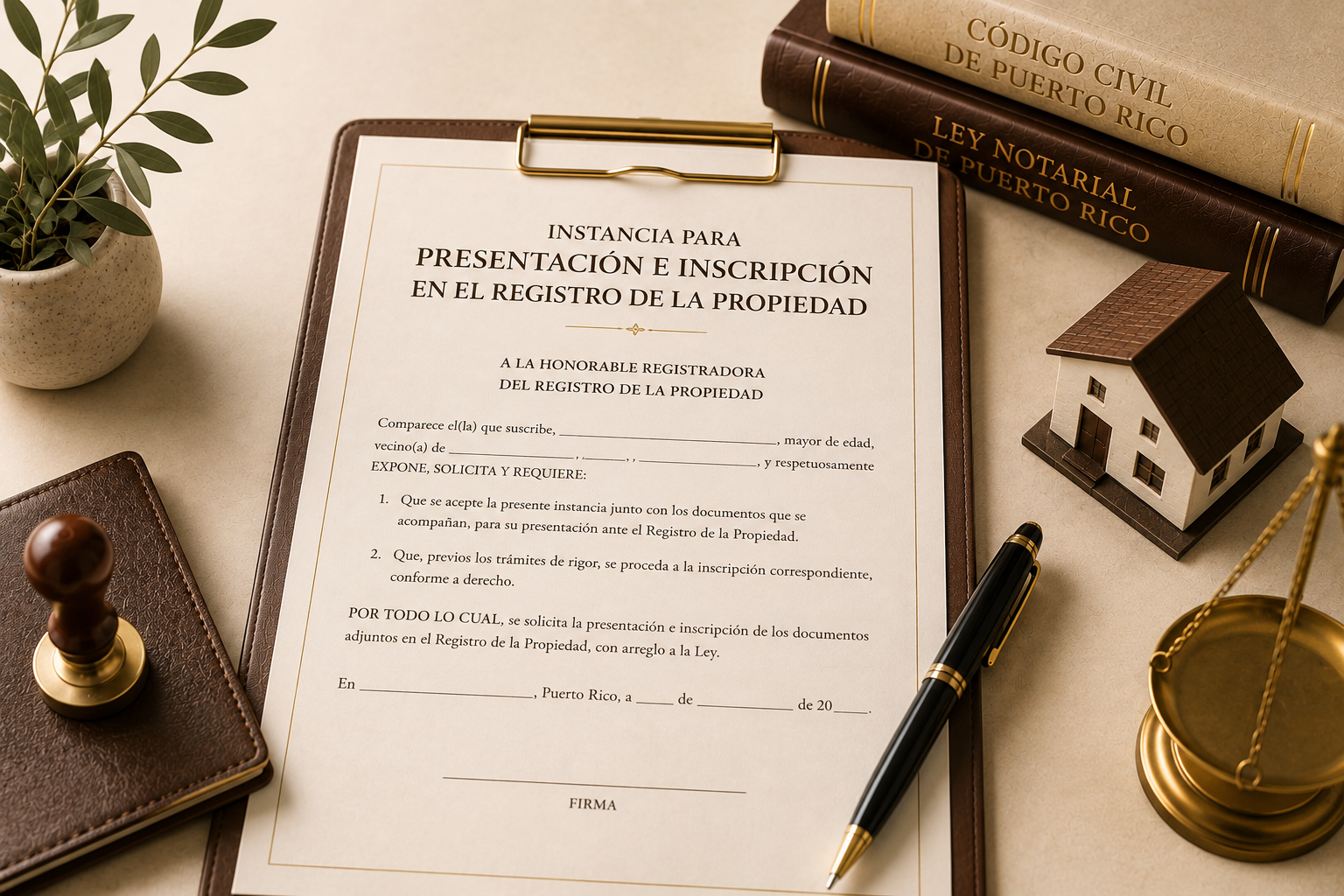 Instancia para Presentación e Inscripción en el Registro de la Propiedad