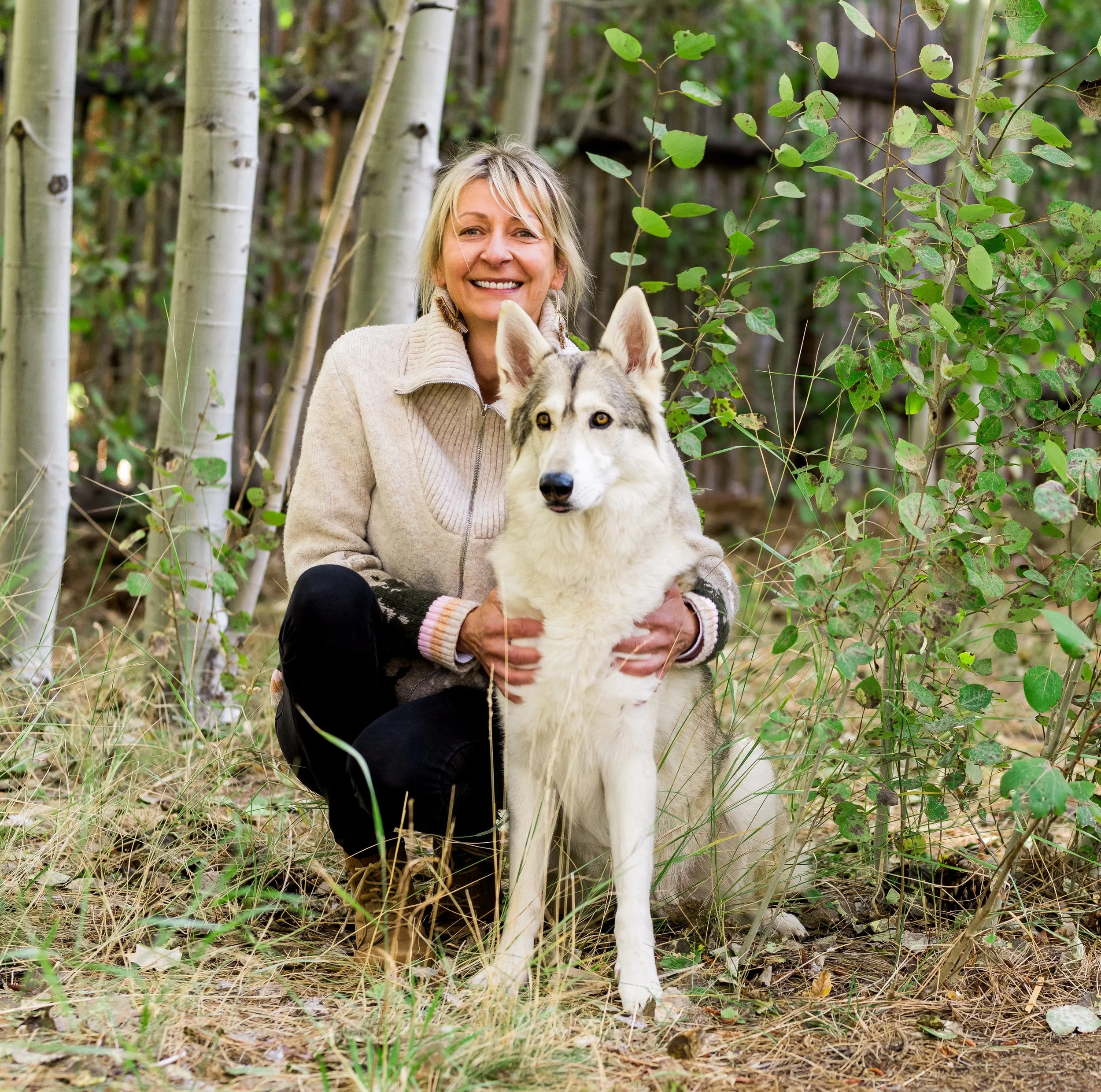 Marta Tuznik, Licensed Clinical Social Worker at South Lake Tahoe Therapy holding her dog