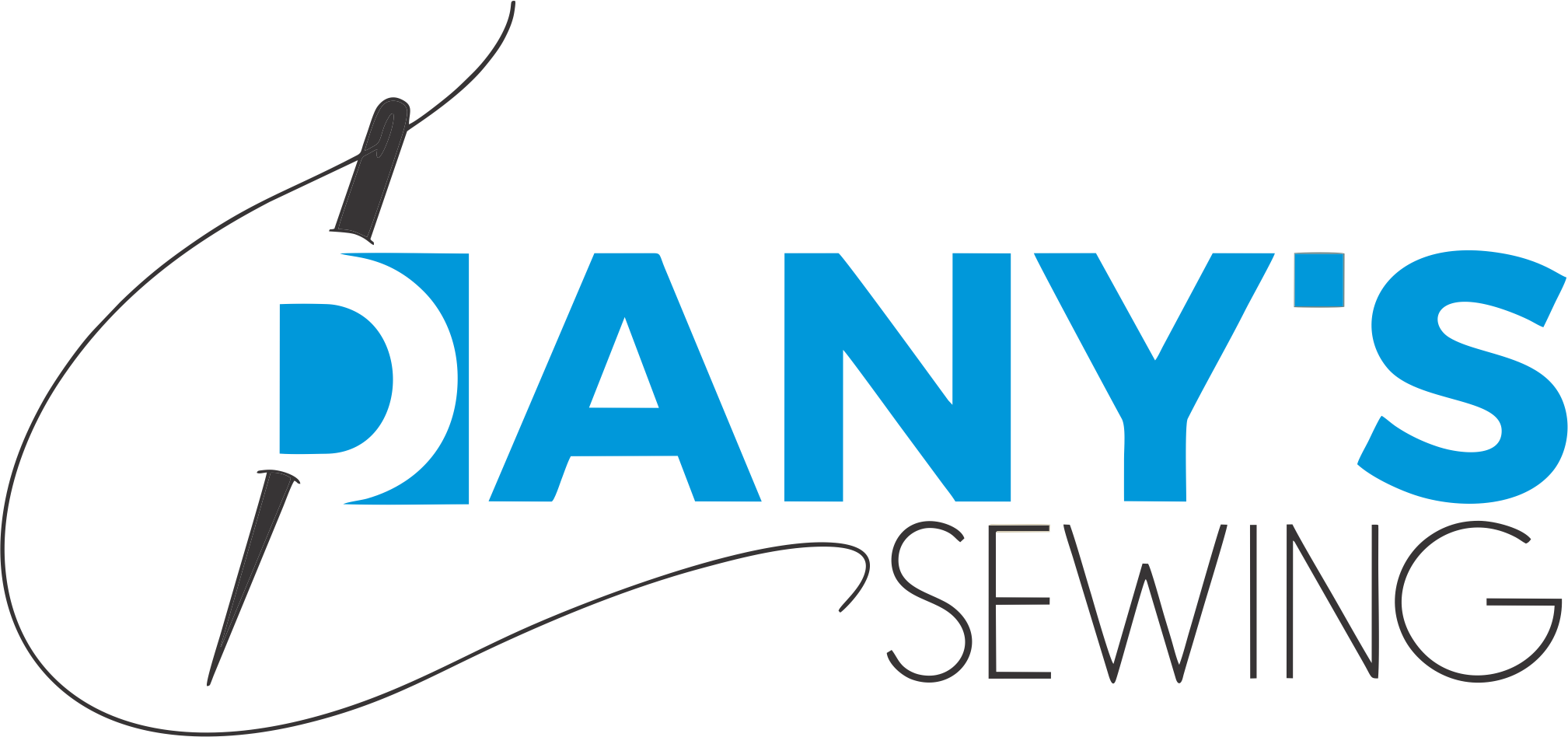 Logo for DANY'S SEWING with a sewing needle and thread.