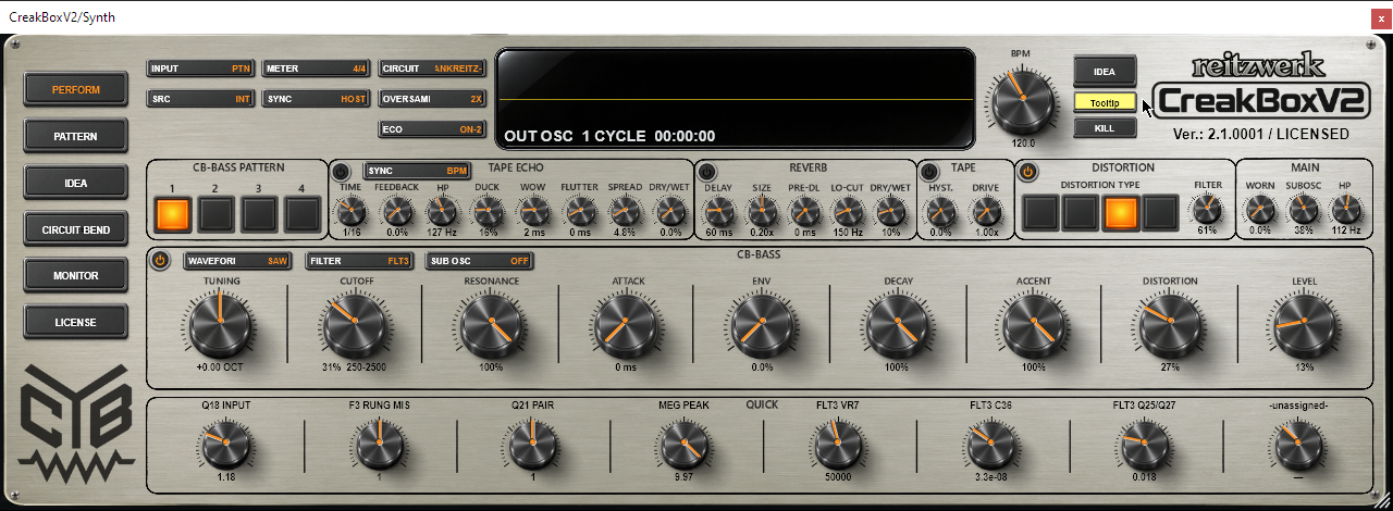 Perform page showing a user circuit and a custom Quick row, including an unassigned slot.