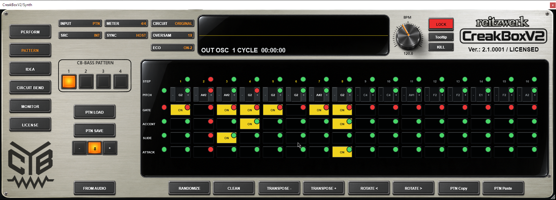 Pattern lock dots at lane labels, step headers and individual cells, with Gate lane and step 2 locked.