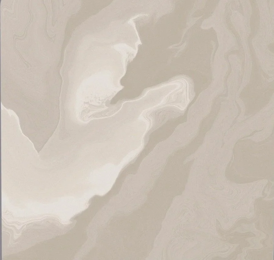 Abstract image with swirling beige and white patterns, resembling marbled paper or a aerial view of a landscape with rocky formations.