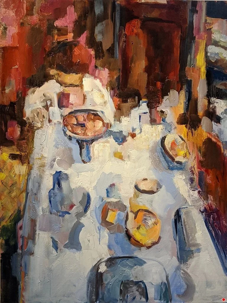 White Tablecloth ‐ Oil ‐ Canvas ‐ 48 x 36 ‐ Sold