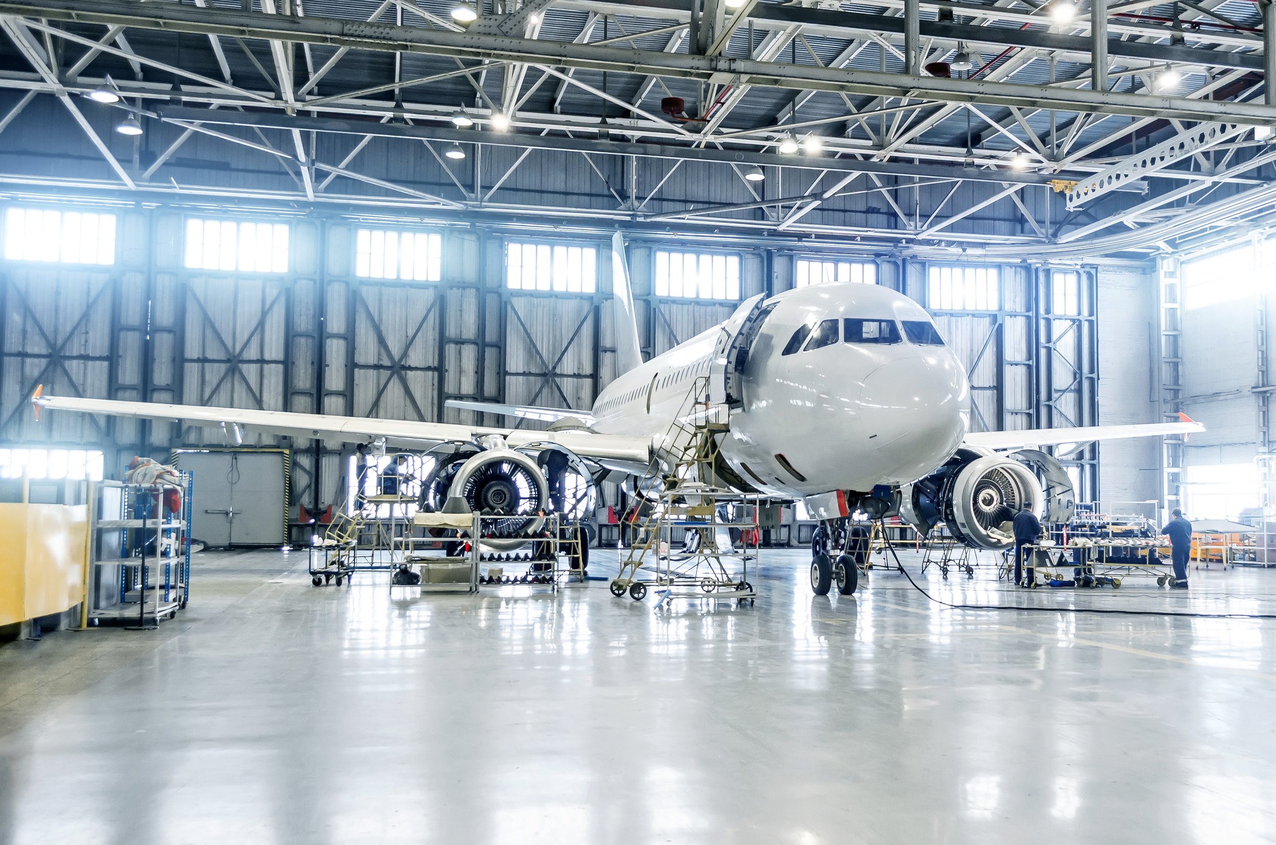 Aviation airplane in hangar