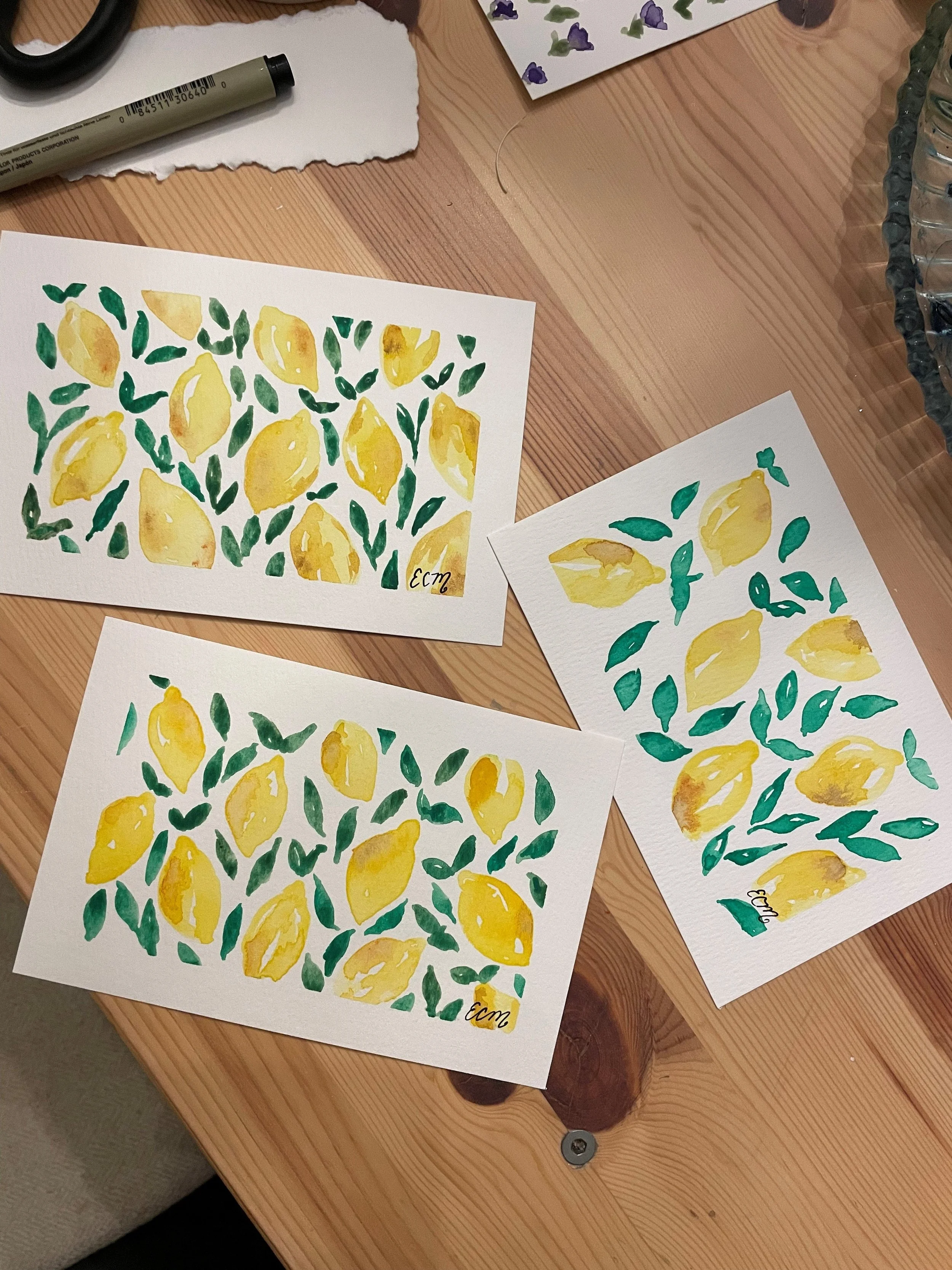 Lemon Cards (4 in set) | Original Watercolor