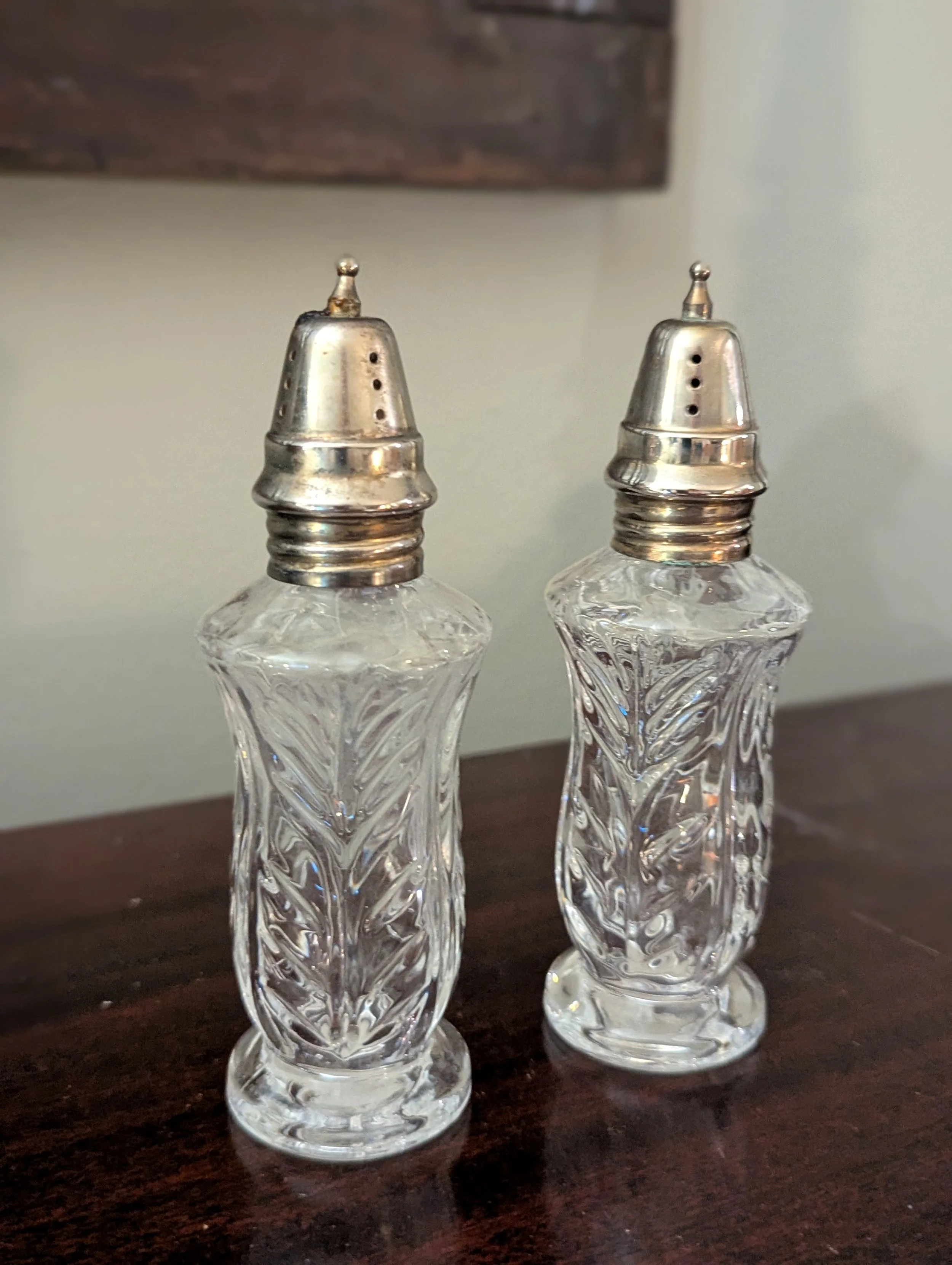 Vintage Crystal Salt & Pepper Shakers