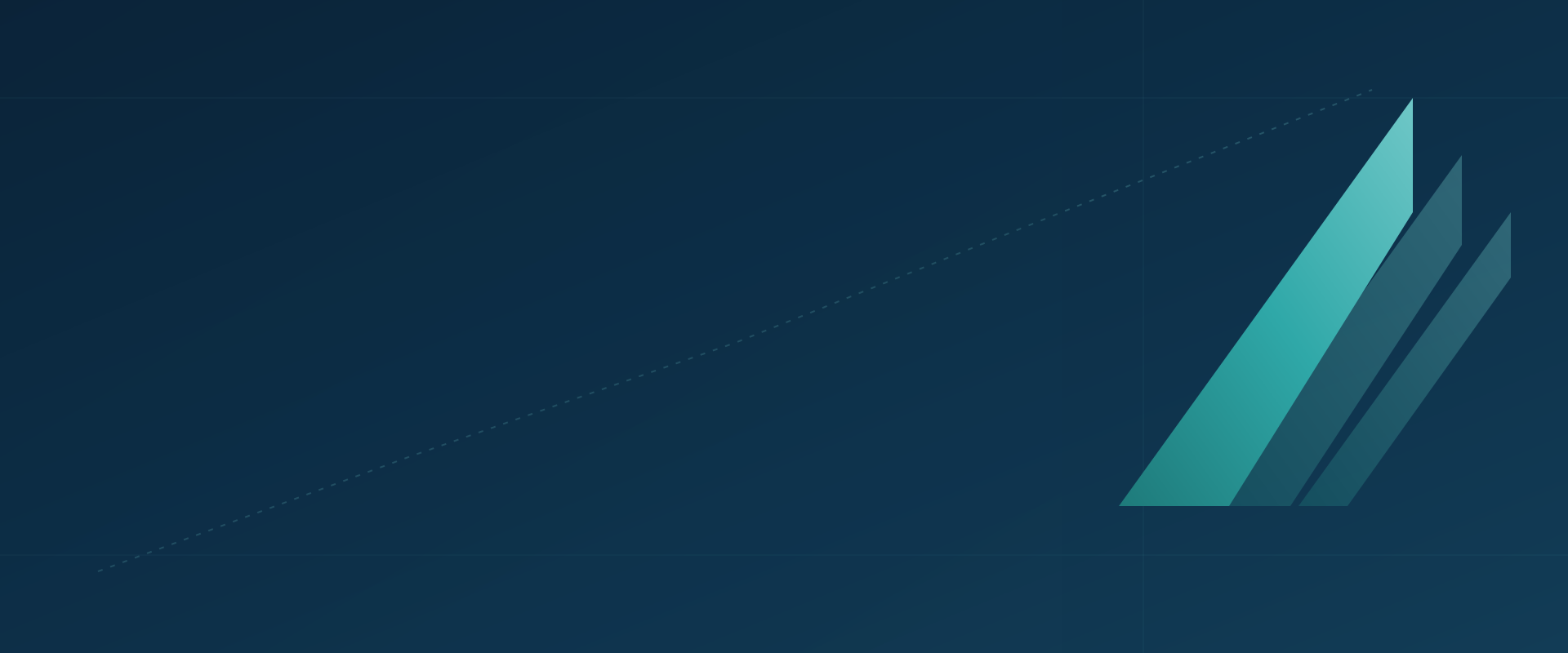 Abstract digital graphic with upward trending arrow-shaped bars in shades of blue and teal on a dark blue background.