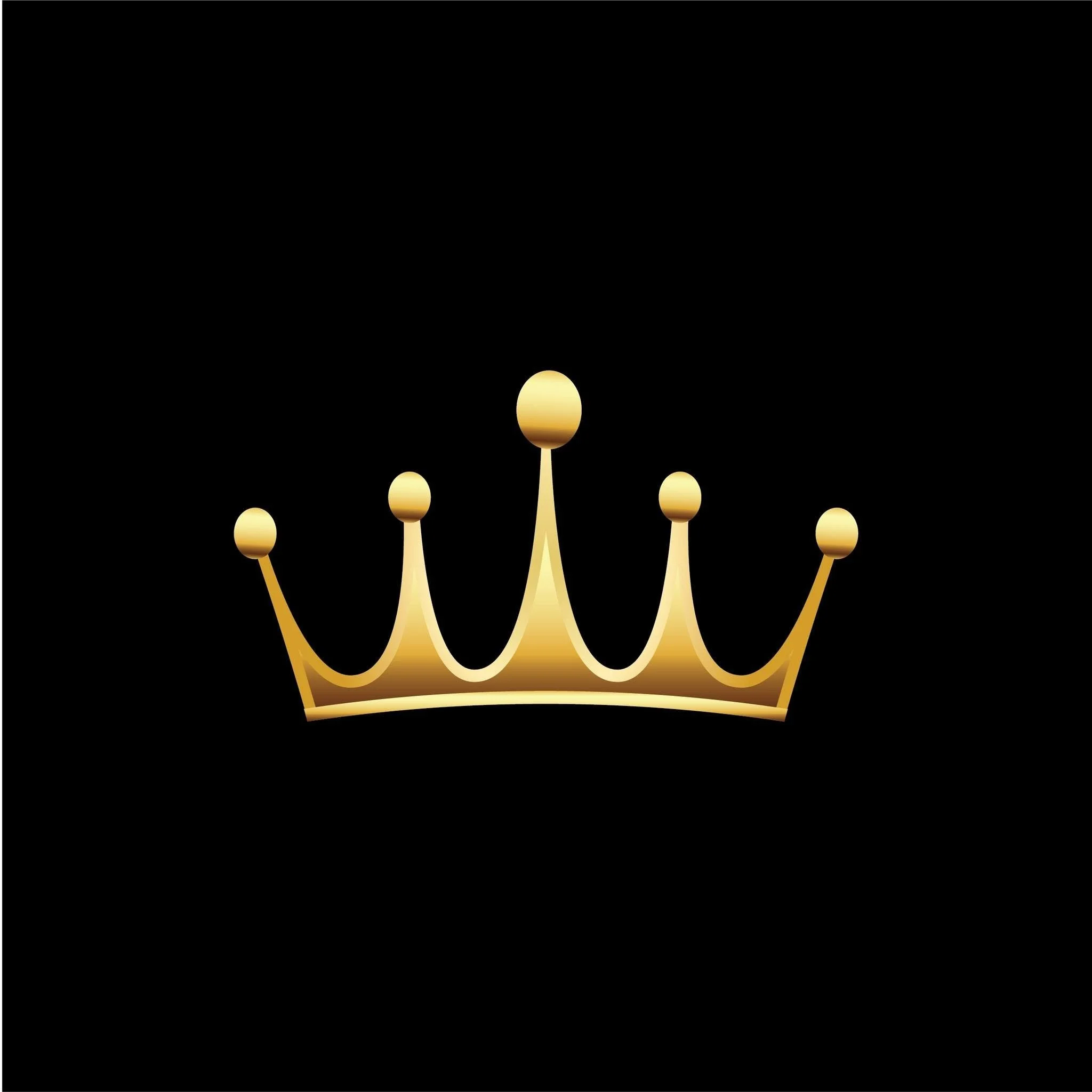 A gold-colored chandelier with multiple curved arms and spherical tips, hanging against a black background.