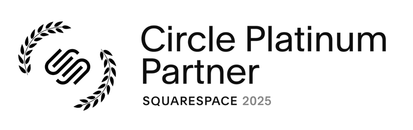 Circle Platinum Partner logo with laurel wreaths and text for Squarespace 2025.