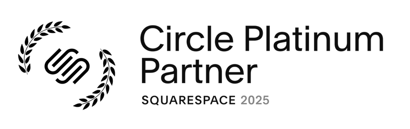 Circle Platinum Partner logo with laurel wreath design and text for Squarespace 2025 conference.