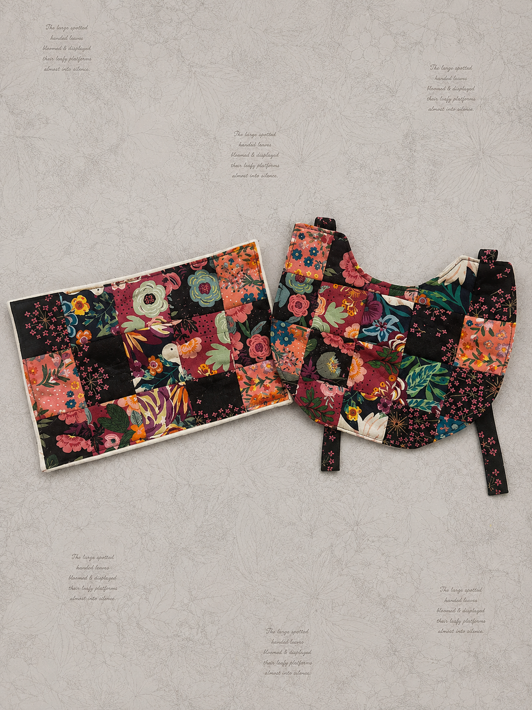 Midnight Garden Blooms Bib & Burp Cloth Set