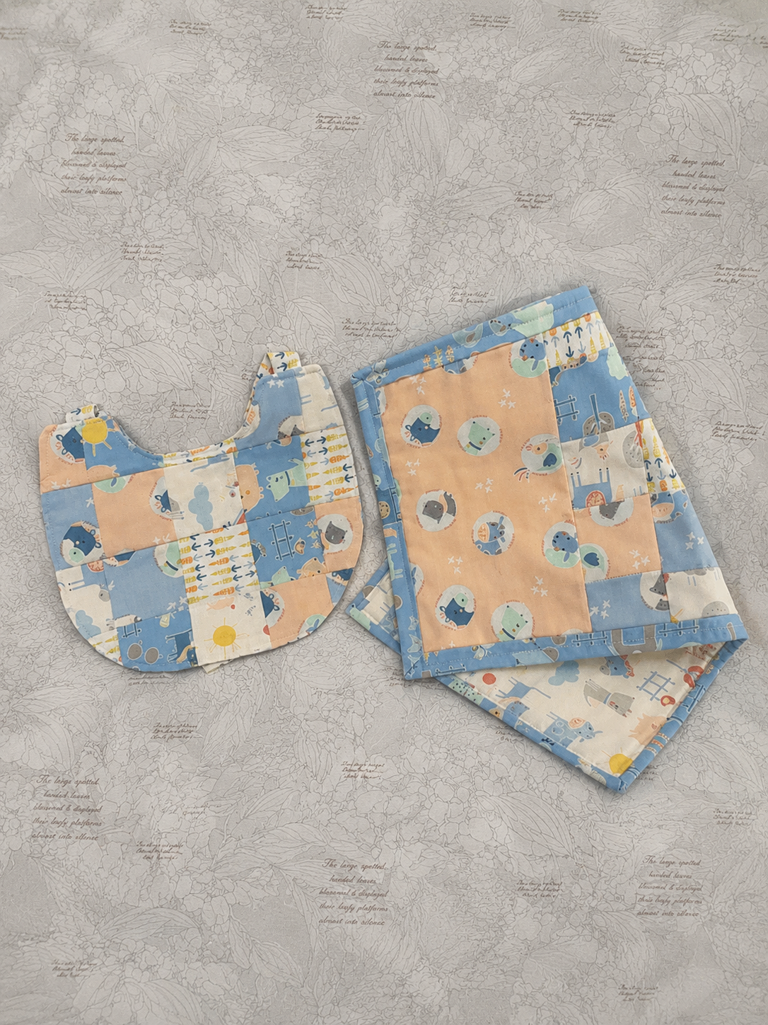 Little Blue Adventures Bib & Burp Cloth Set