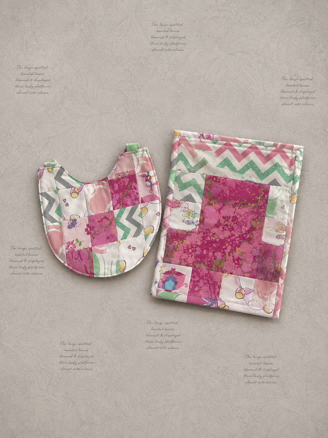 Pink Lemonade Patchwork Bib & Burp Cloth Set