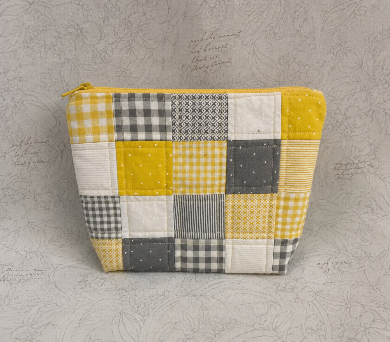Sunshine & Gray Patchwork Pouch