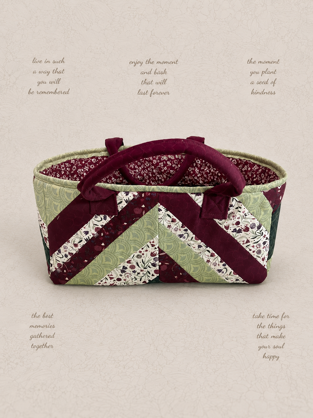 Burgundy Garden Chevron Tote (Medium)