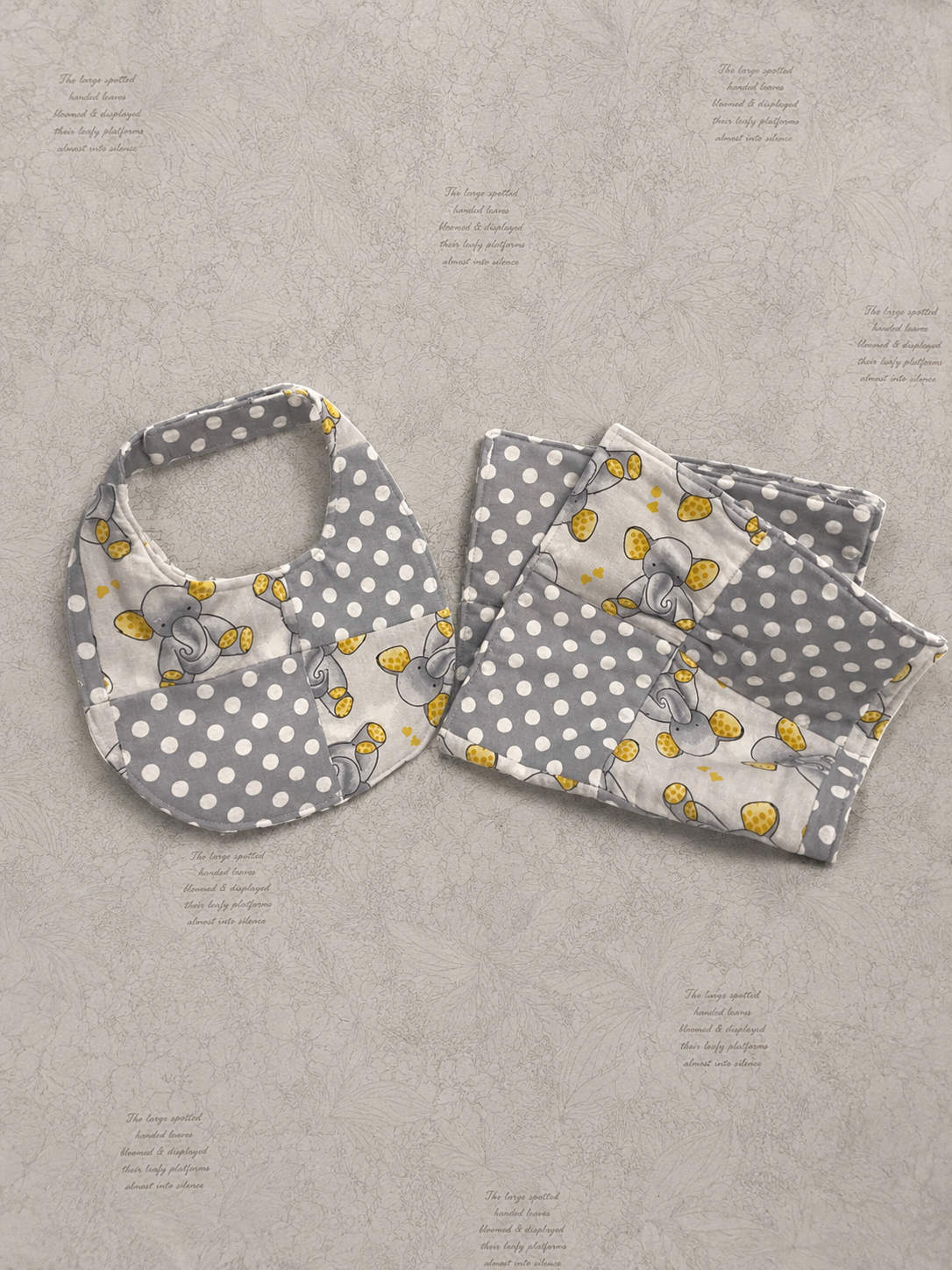 Little Elephant Wishes Bib & Burp Cloth Set