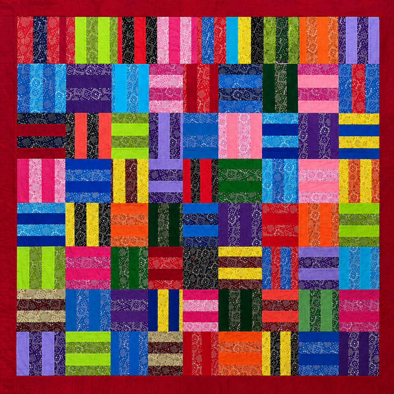 Bright Stripes Patchwork Quilt