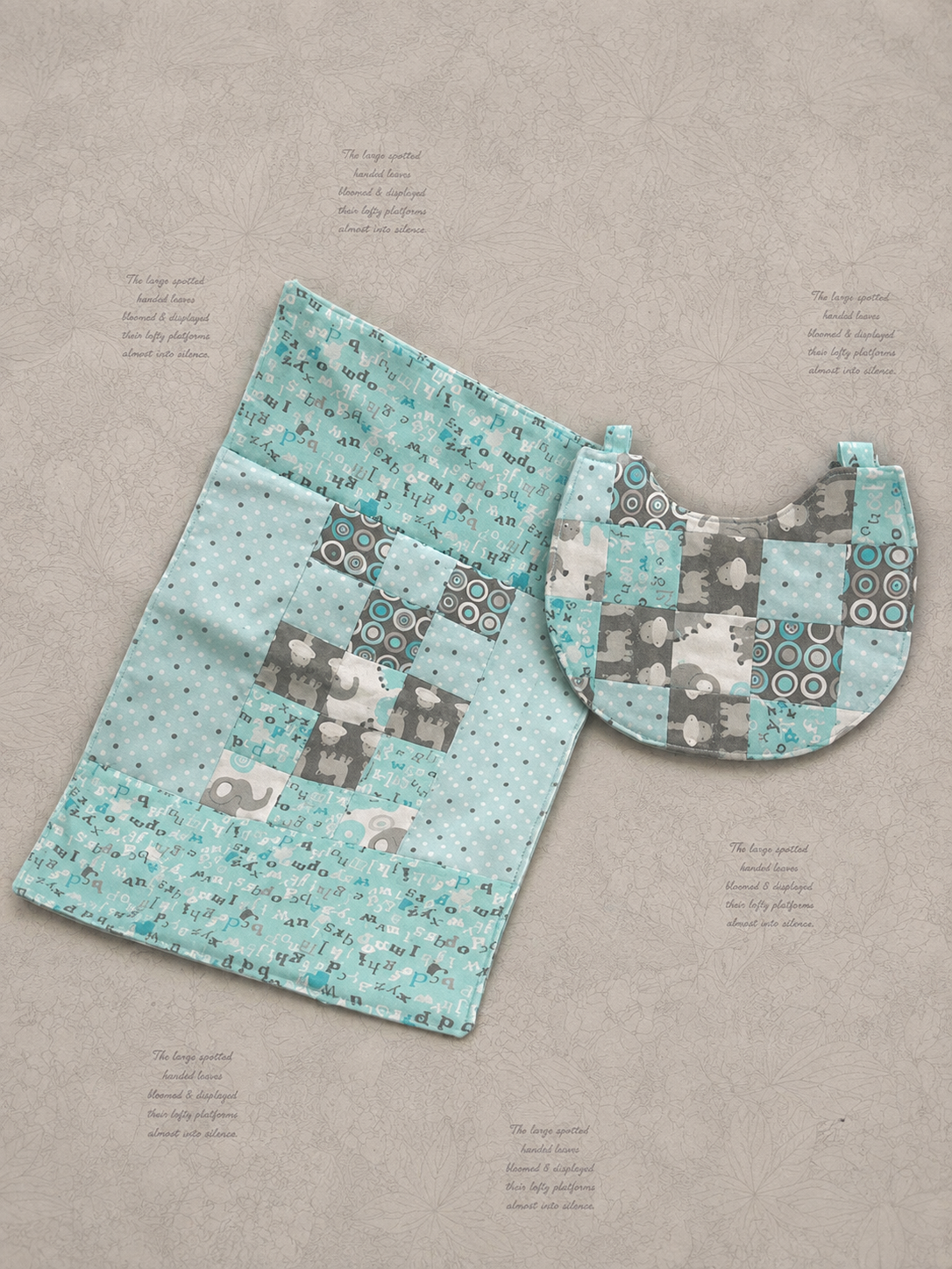 Little Aqua Elephants Bib & Burp Cloth Set