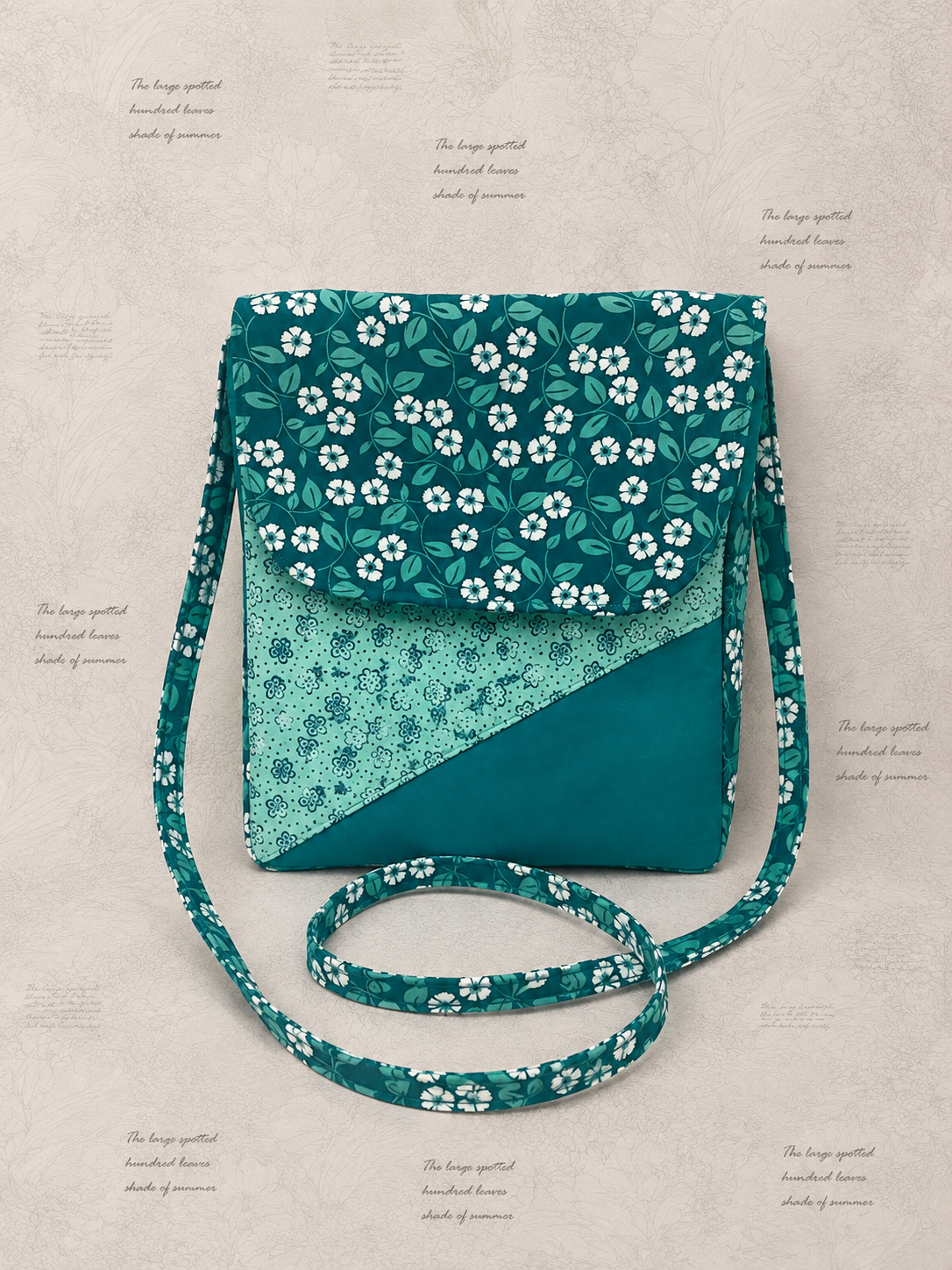 Teal Blossoms Crossbody Bag (Large)