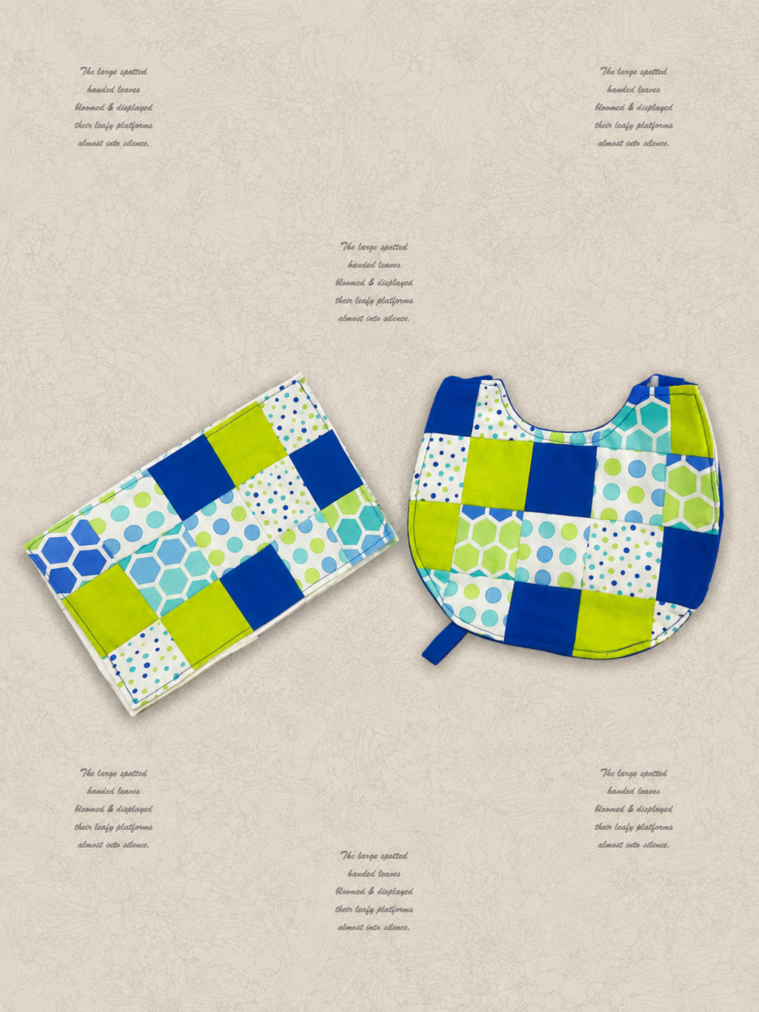 Blue & Lime Playtime Bib & Burp Cloth Set