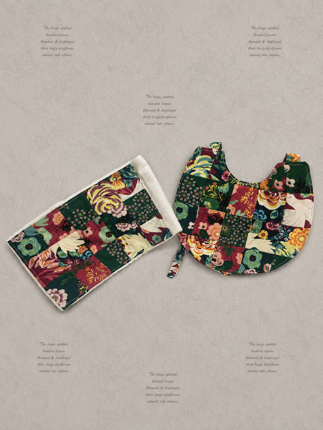 Evergreen Garden Blooms Bib & Burp Cloth Set