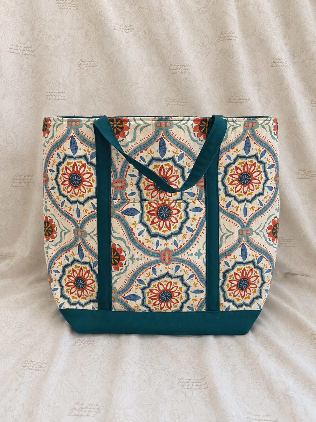 Teal Mosaic Garden Tote (Large)