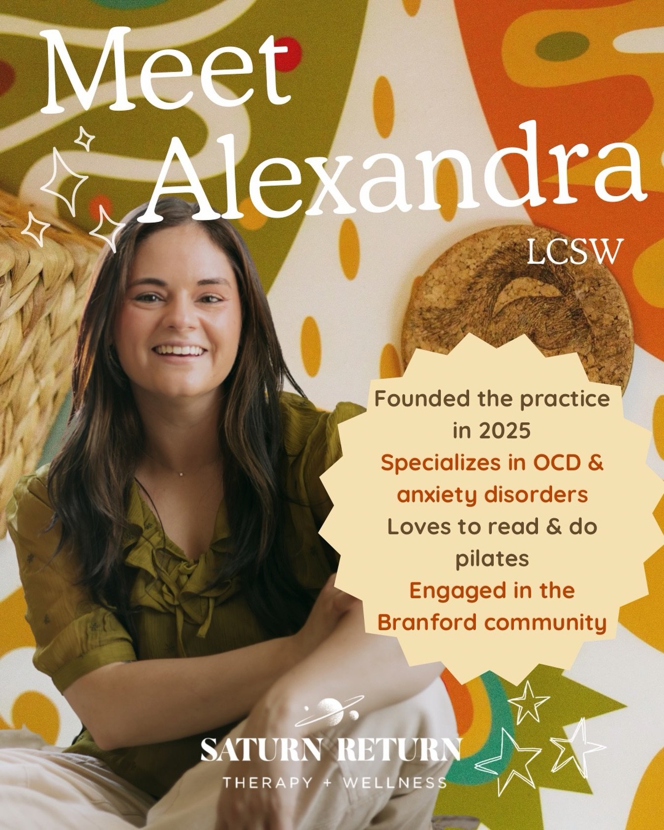 🪐🫧 Meet Alexandra Raucci, LCSW!
 
Alexandra founded Saturn Return Therapy, a practice with in-person &amp; telehealth openings for talk therapy for teens &amp; adult individuals in CT.

You can read more &amp; book an intake with our clinicians thr