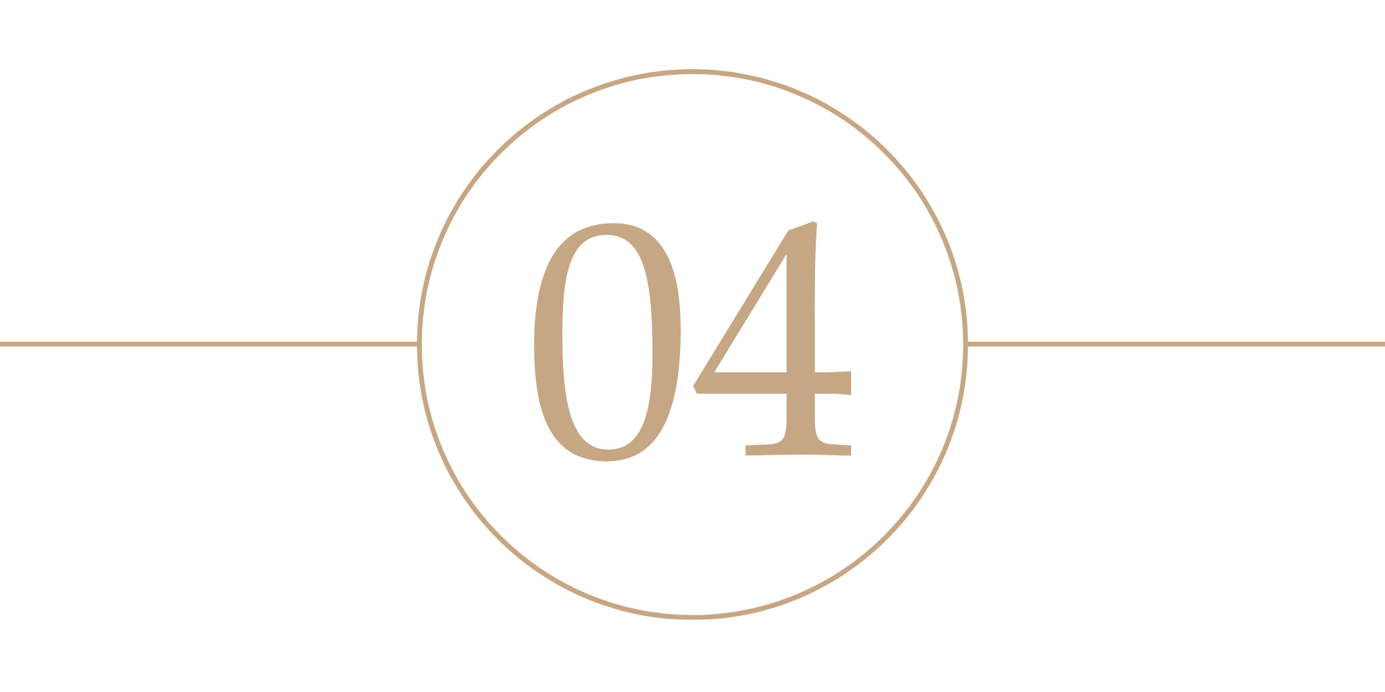 Close-up of the number '04' displayed on a black background with a beige circle and horizontal line design.