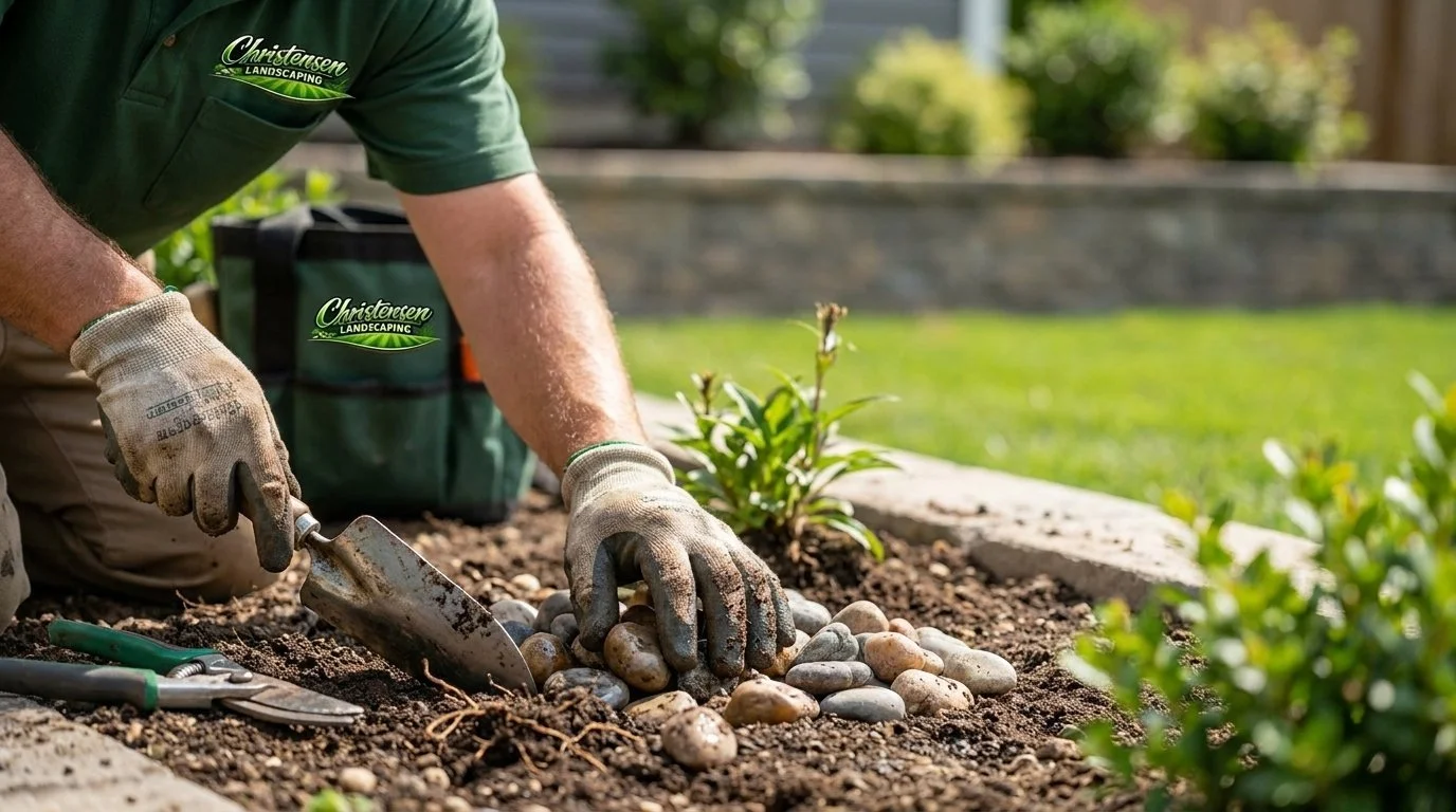 Christensen Landscaping tending to the garden