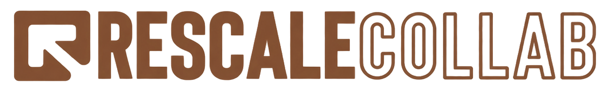 Logo of Rescale Collab on a transparent background and brown hue.