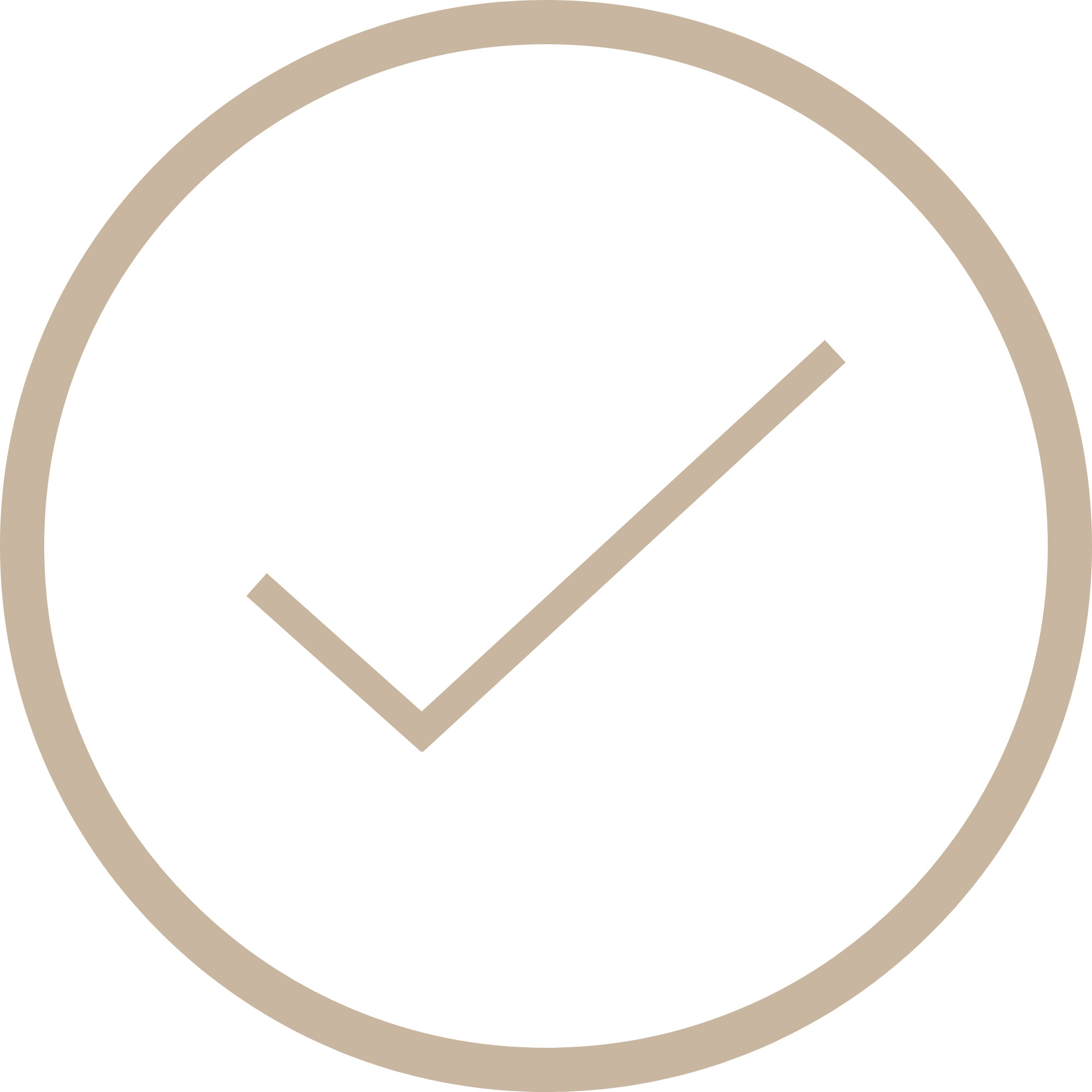 A beige and black icon of a map location pin enclosed in a circle.