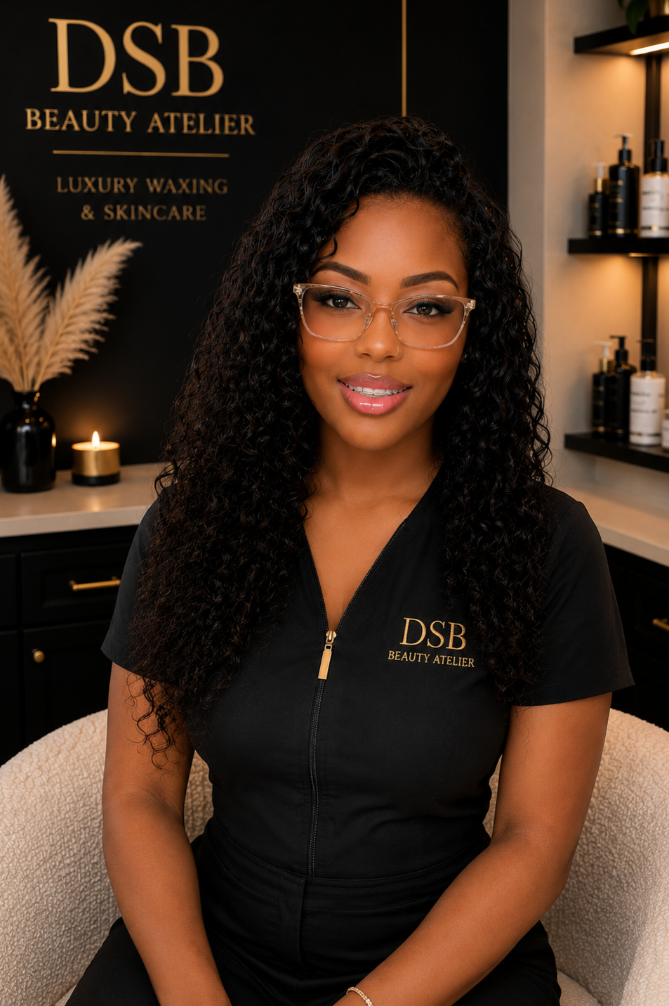 Licensed esthetician and owner of DSB Beauty Atelier in Port St. Lucie, Florida, specializing in Brazilian waxing, facials, and brow services.
