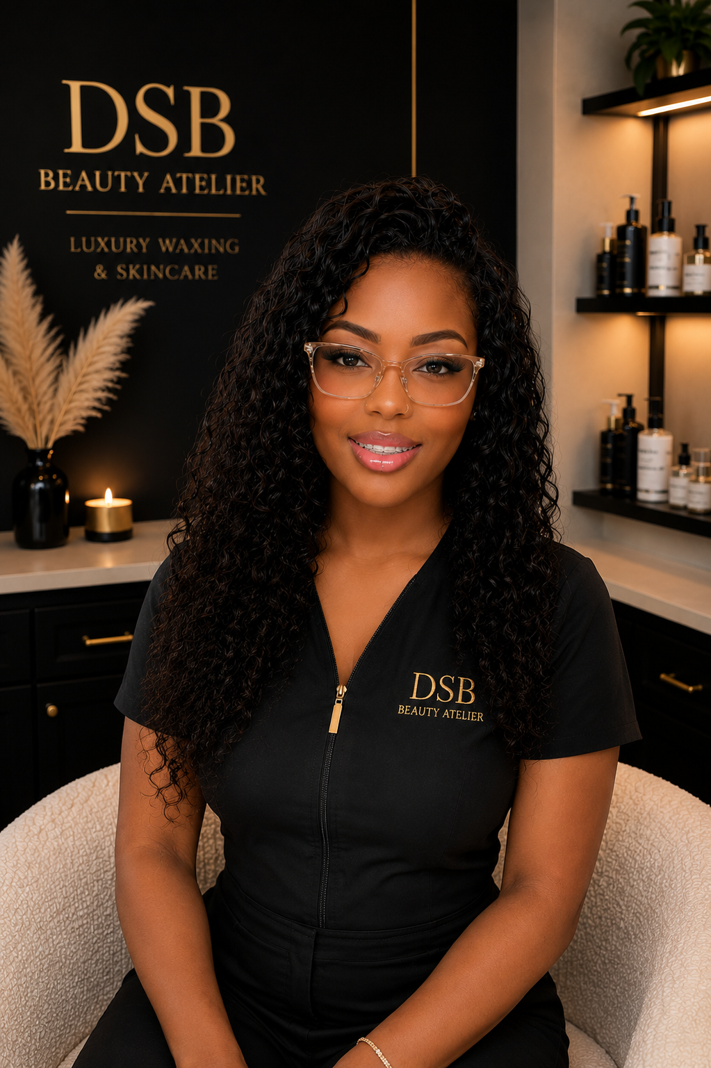 Licensed esthetician and owner of DSB Beauty Atelier in Port St. Lucie, Florida, specializing in Brazilian waxing, facials, and brow services.