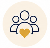 Icon of three people with a gold heart below them