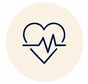 A stylized heart shape with an EKG heartbeat line running through it, on a beige background.