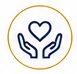 Outline of hands holding a heart