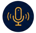 Microphone icon on a dark blue background