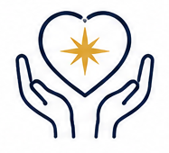 Two hands holding a heart with a star inside it