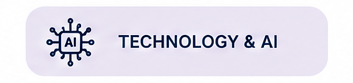 Text that reads 'Technology & AI' accompanied by a graphic of a circuit with 'AI' inside.