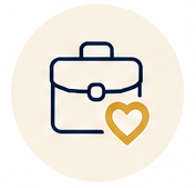Icon of a briefcase with a gold heart