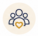 Icon of three people with a heart in front