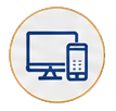 Icon of a computer monitor with a mobile phone in front of it